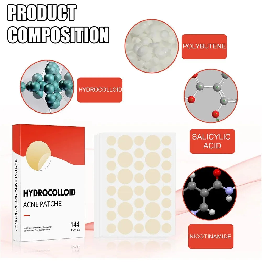 144Pcs/Set Face High-End Skin Care Pimple Acne Patches Professional Healing Absorbing Spot Sticker Covering for Covering Acne